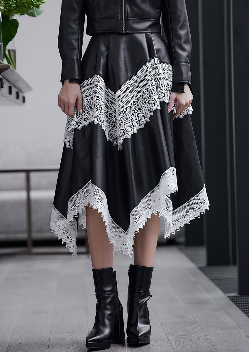 Irregular hem leather skirt – Riu 