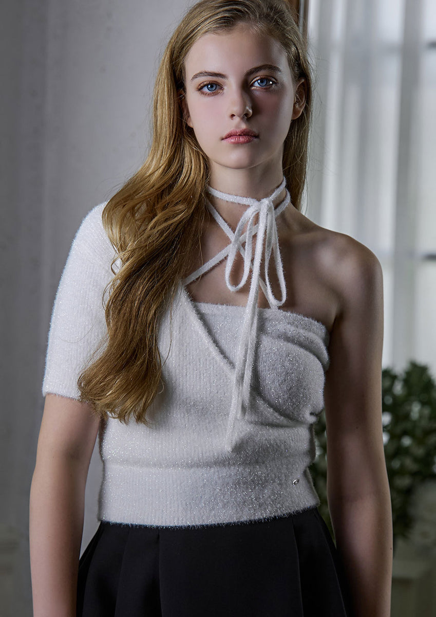 Ribbon choker asymmetry knit – Riu