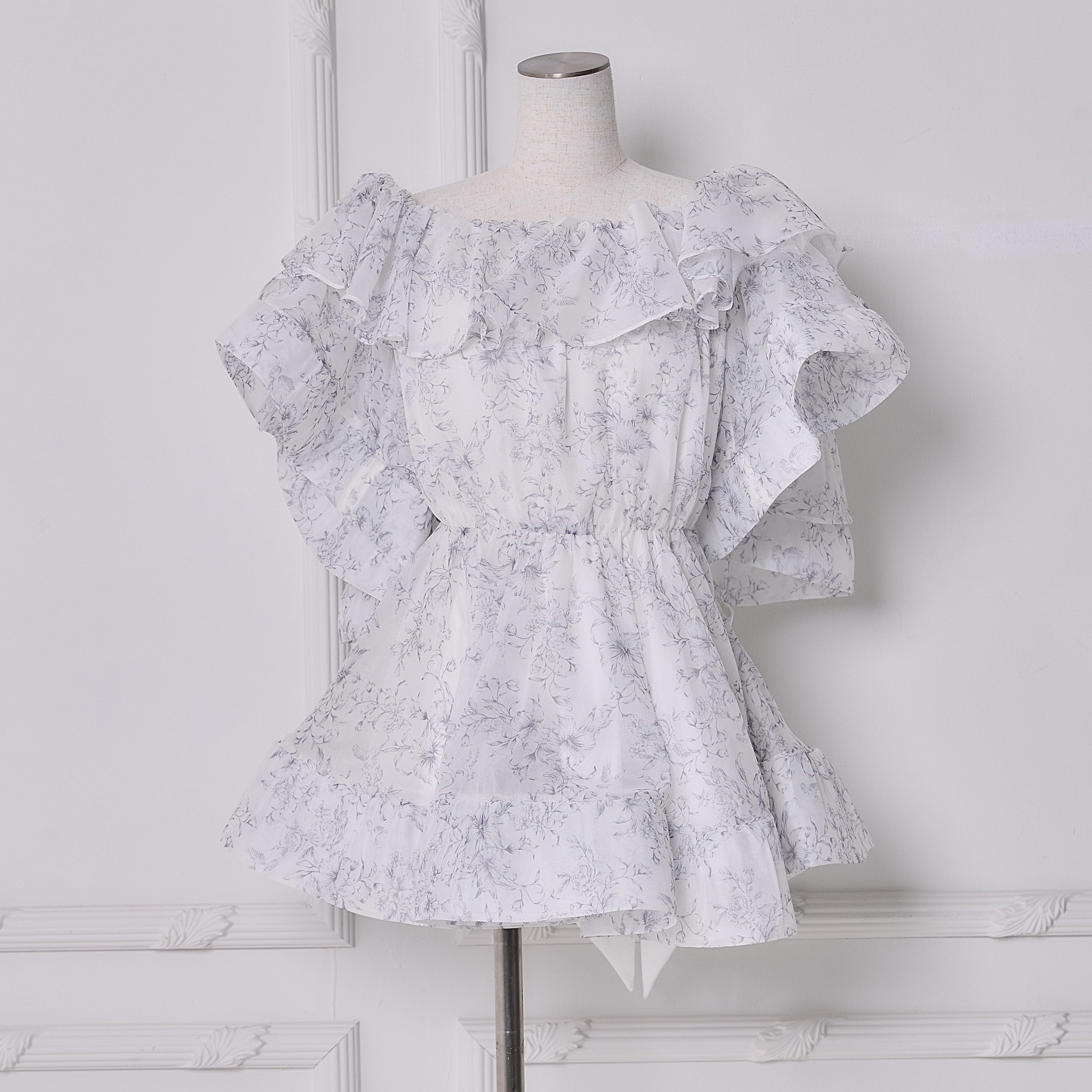 Toile de Jouy Ruffle Tops
