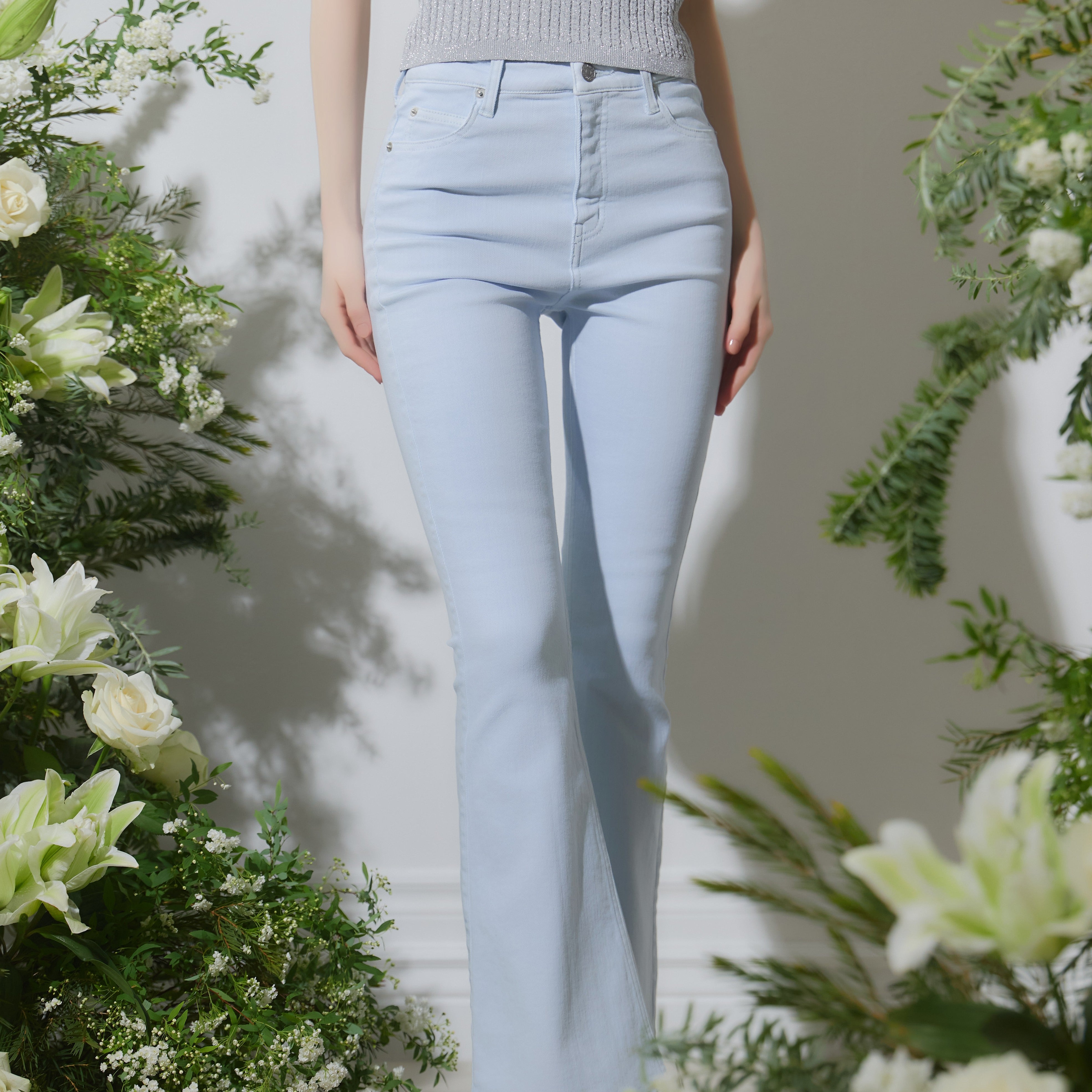 Stretch flare denim pants