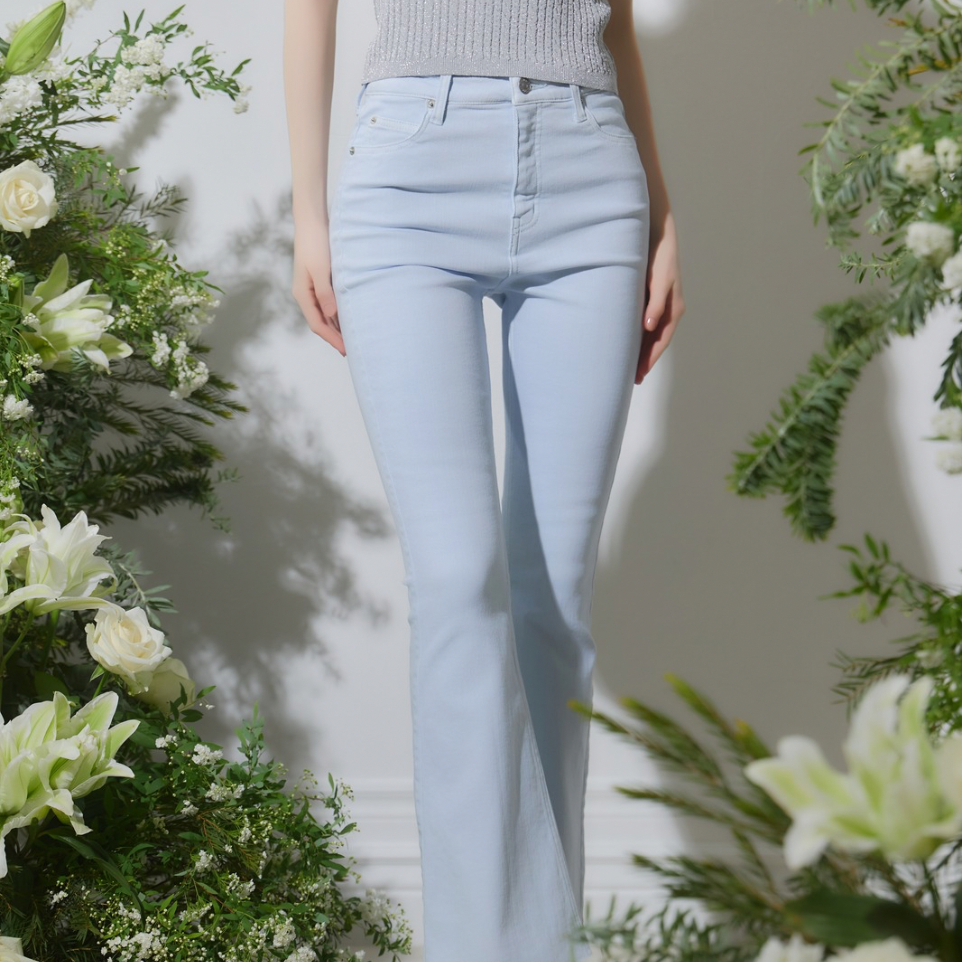 Stretch flare denim pants