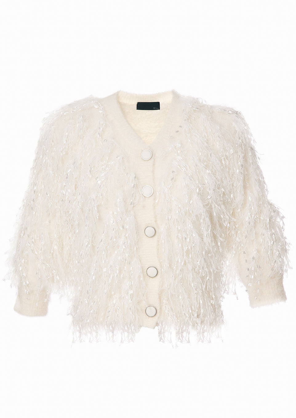 Ribbon yarn fringe knit cardigan – Riu