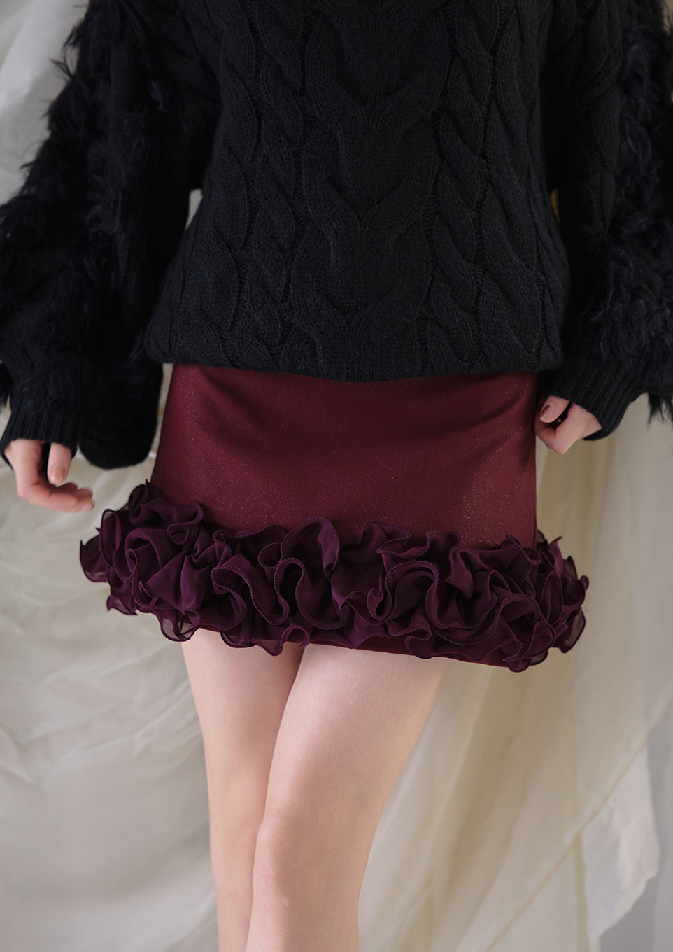 スカート DARK RED RUM band design skirt DARK RED RUM band design skirt