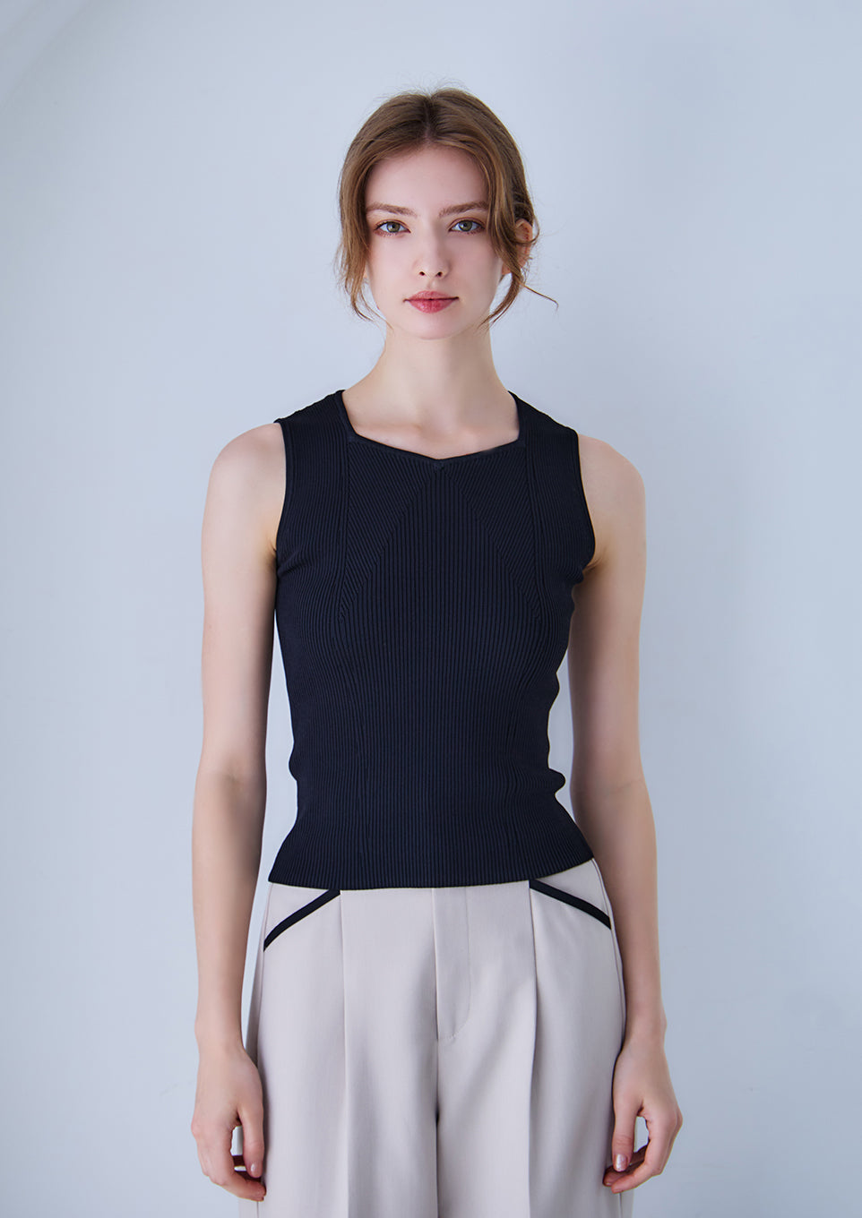 トップス Riu Ribbon tie rib knit Ribbon tie rib knit – Riu