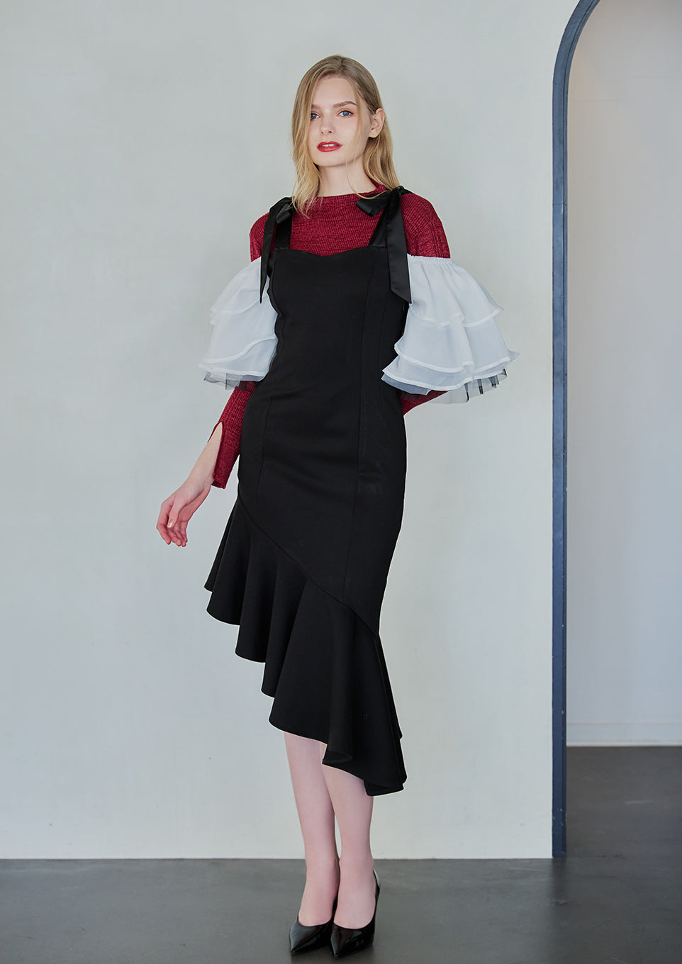 Chiffon tiered sleeve dress – Riu