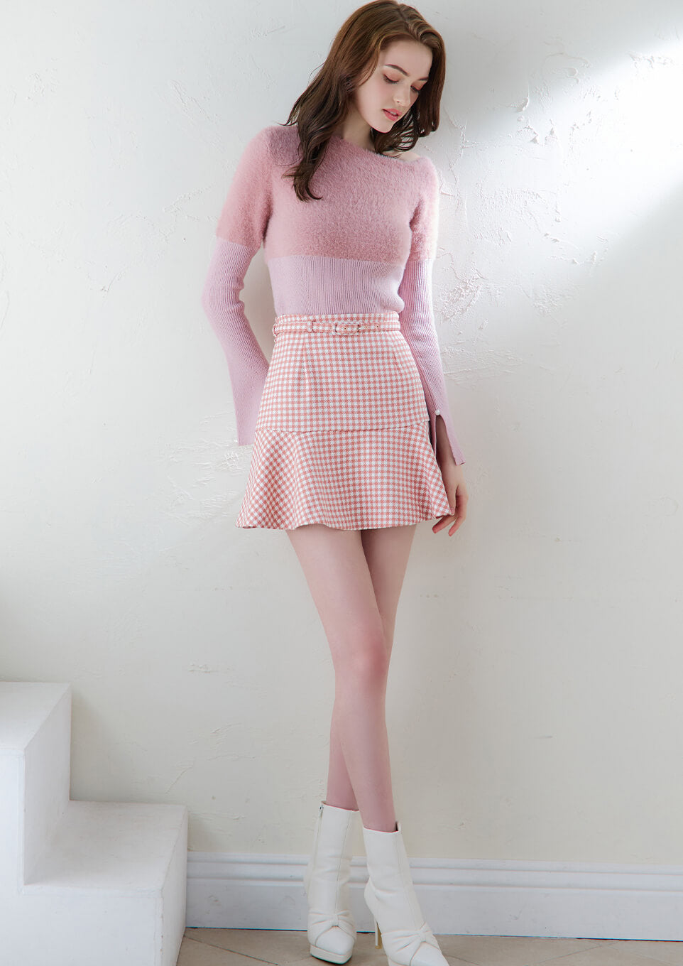 riu Rちゃん シャギーRiu Plaid shaggy knit dress｜レディース 