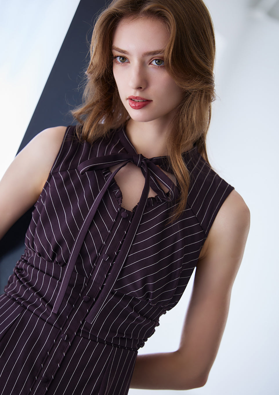 Stripe asymmetry hem dress　Riu　Rちゃん Stripe asymmetry hem dress – Riu