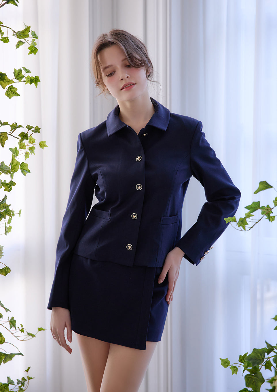 Satin twill single breasted jacket – Riu