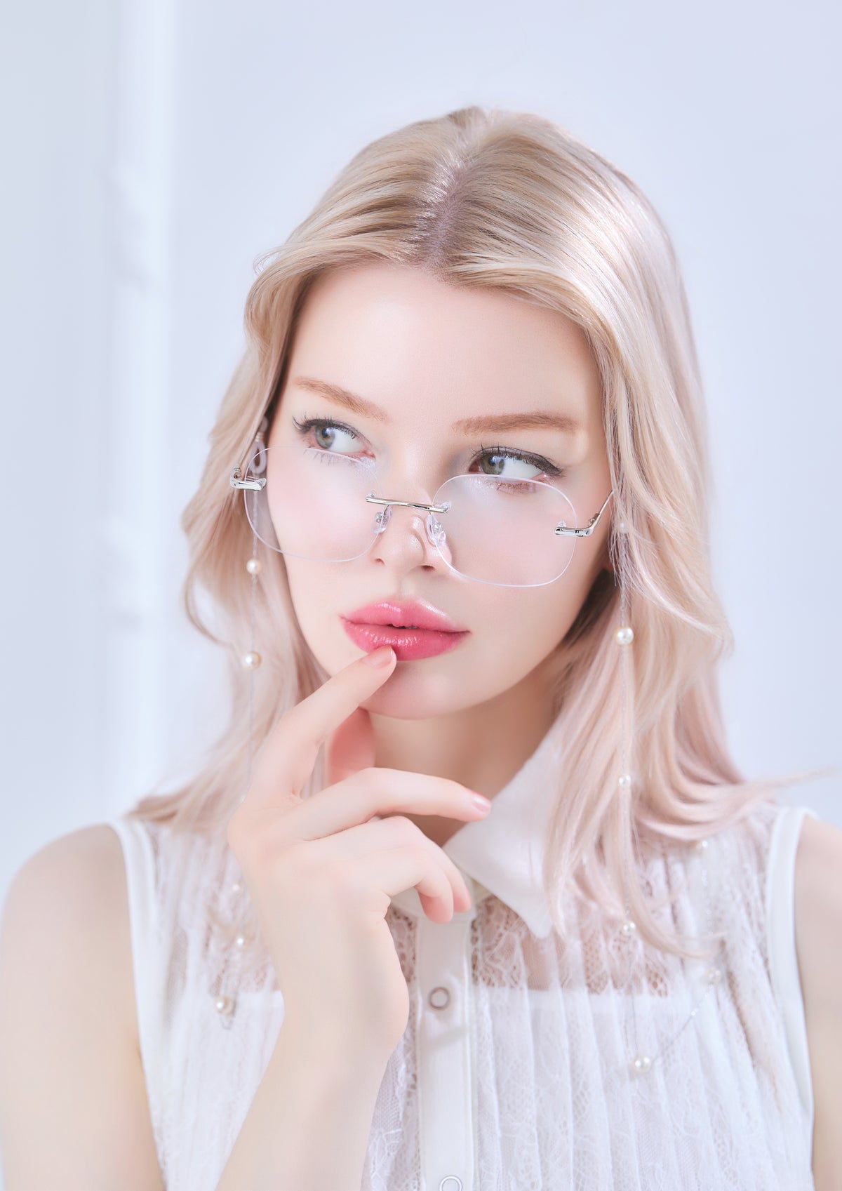Pearl Chain Rimless Glasses