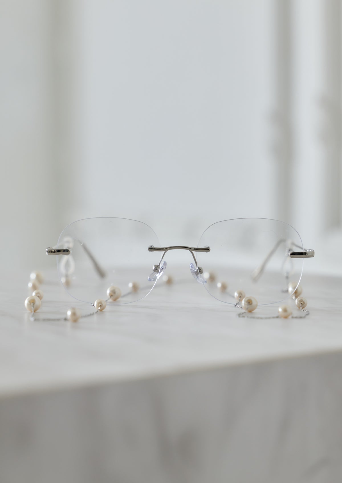 Pearl Chain Rimless Glasses