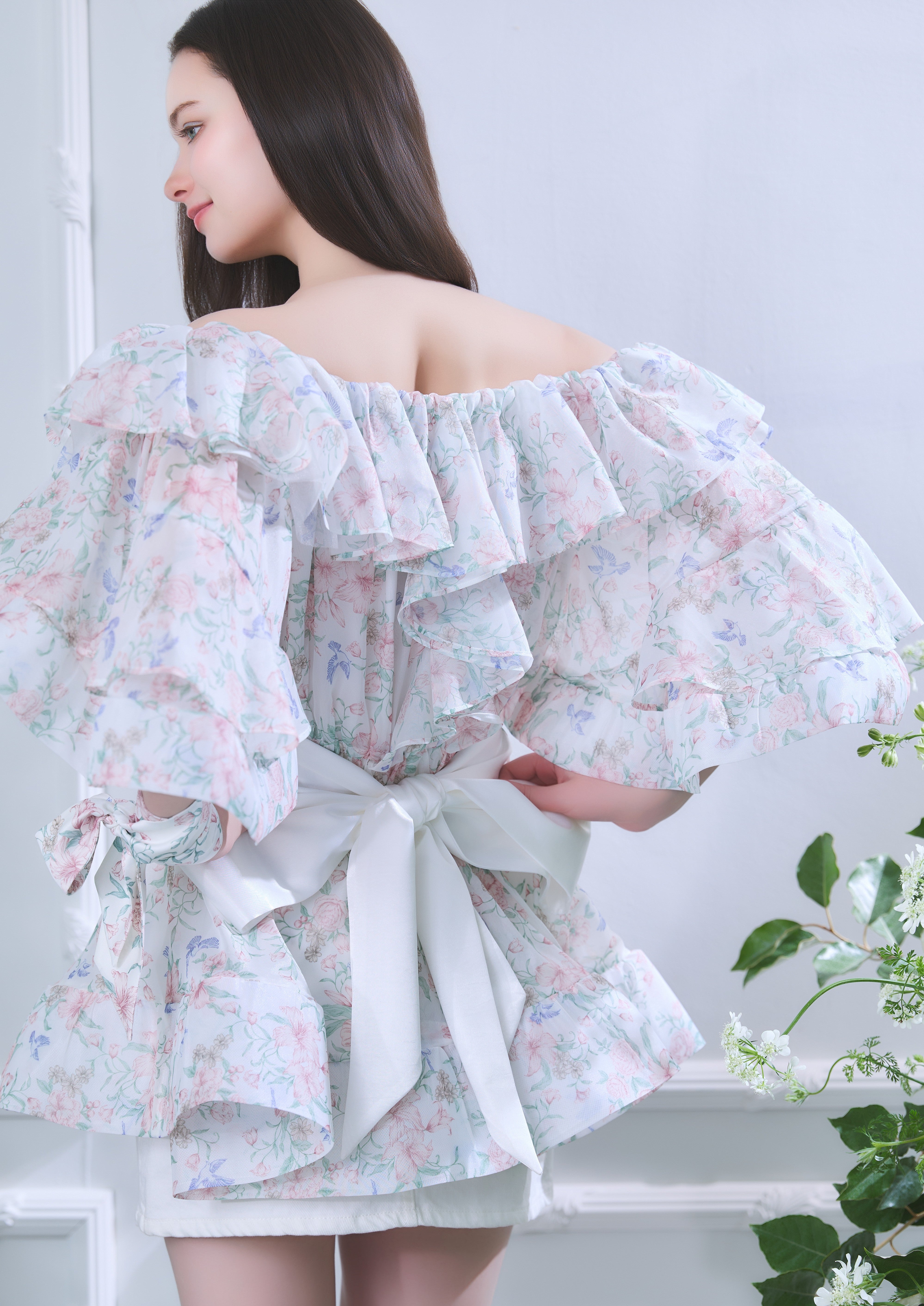 ゲリラ値下‼️Riu One shoulder Toile de Jouy top Toile de Jouy Ruffle Tops – Riu