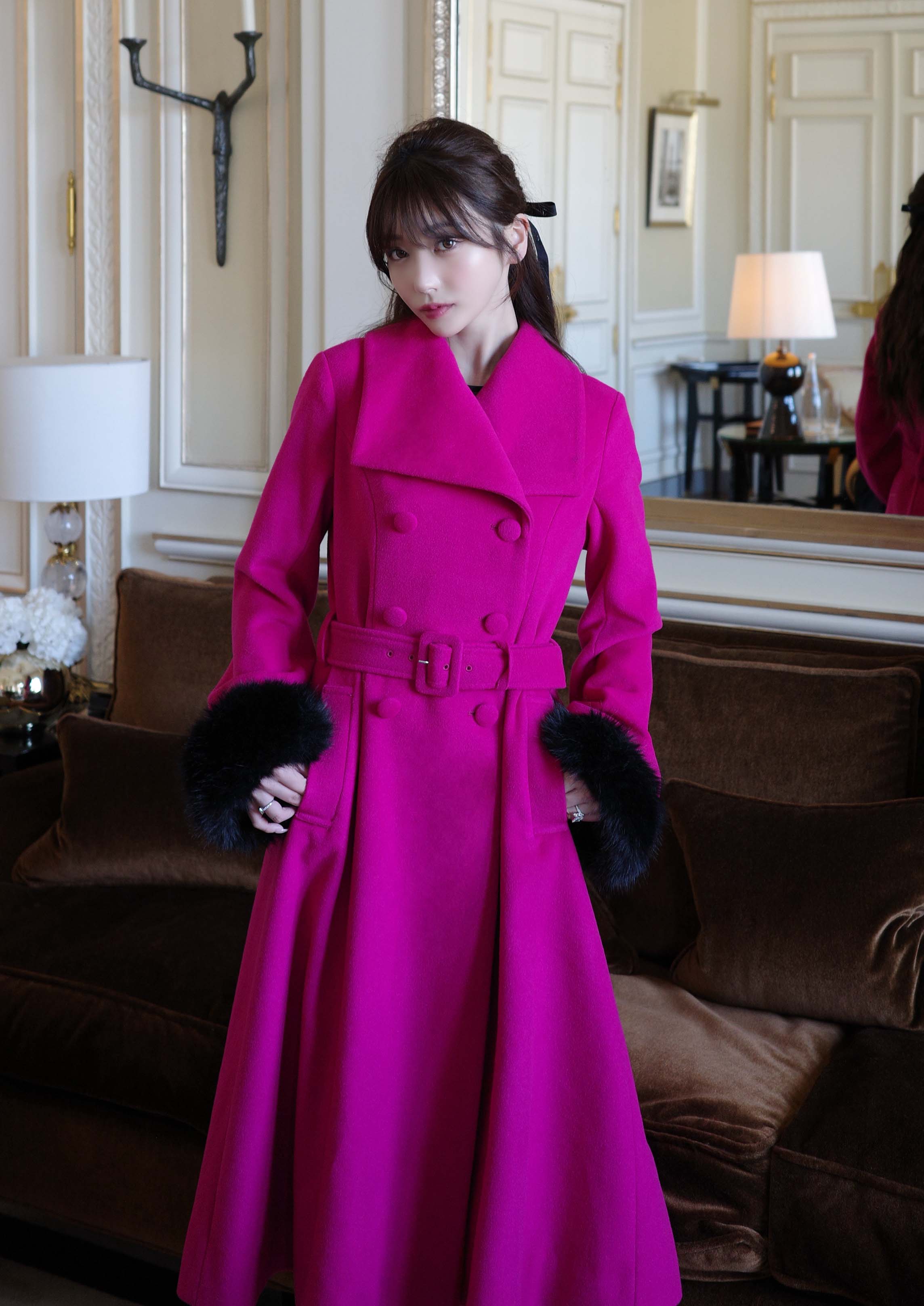 完売　Riu ピンク ロングコート Principal icon coat Principal icon coat – Riu