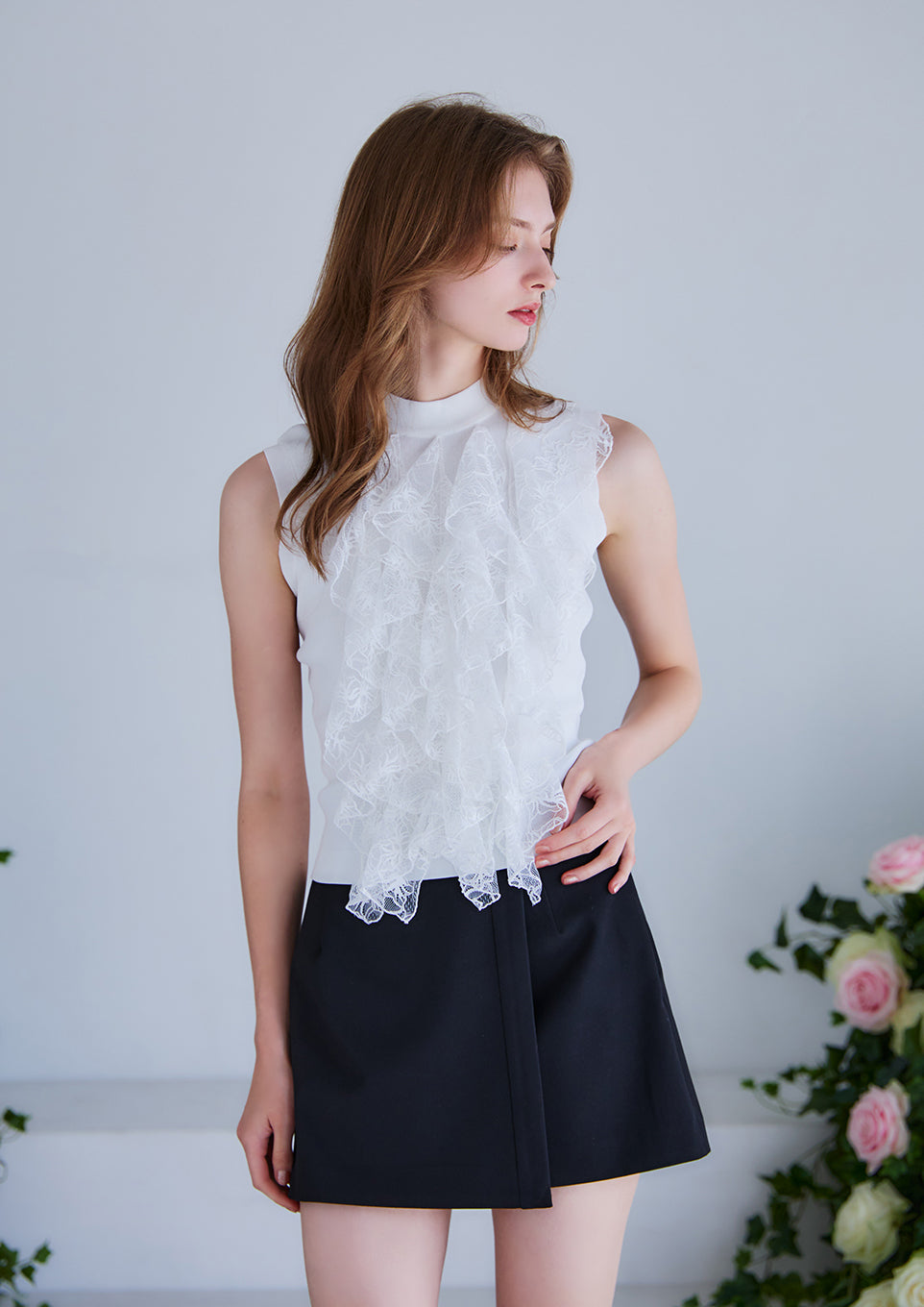 Ruffle lace knit tops – Riu
