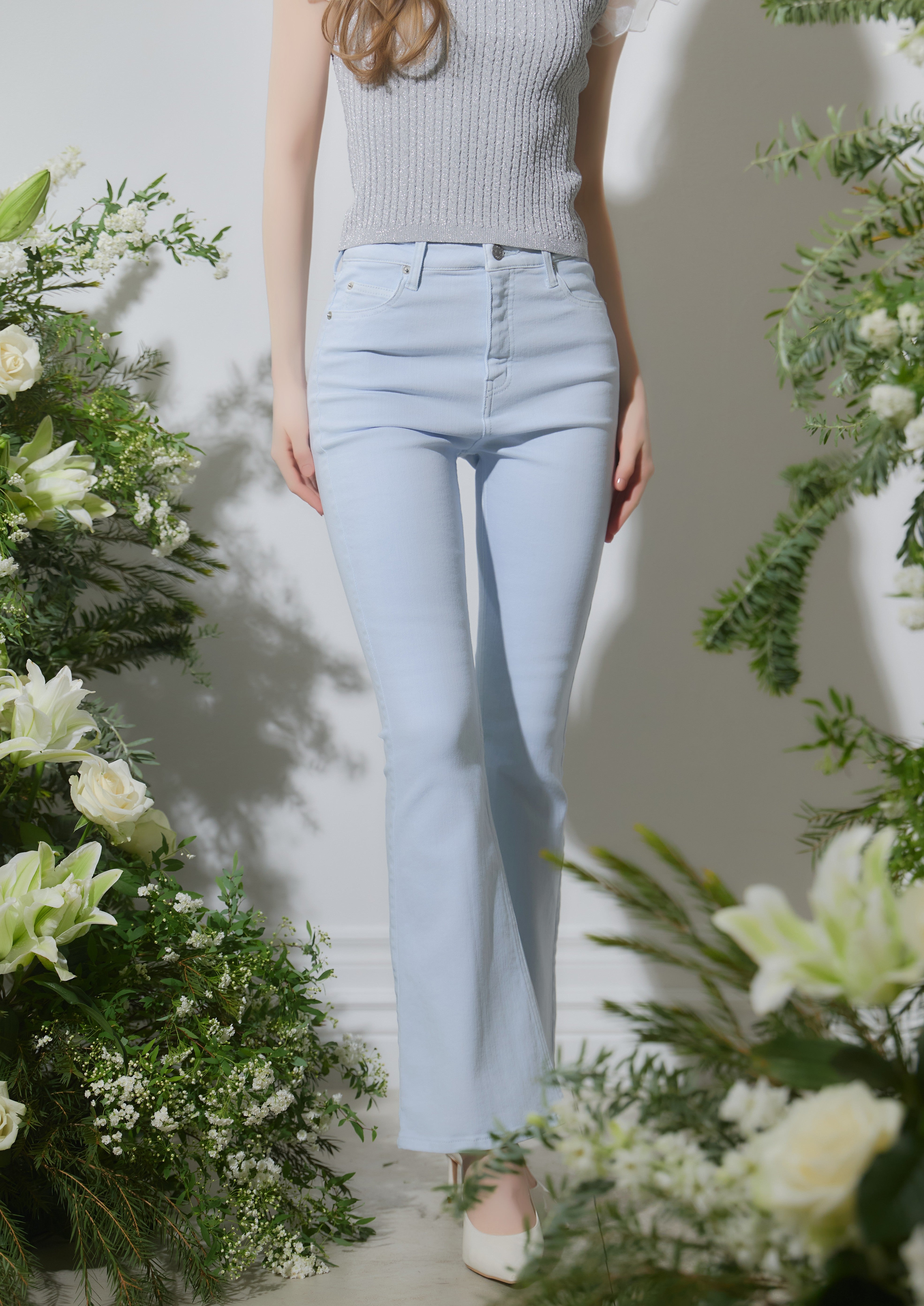 Stretch flare denim pants