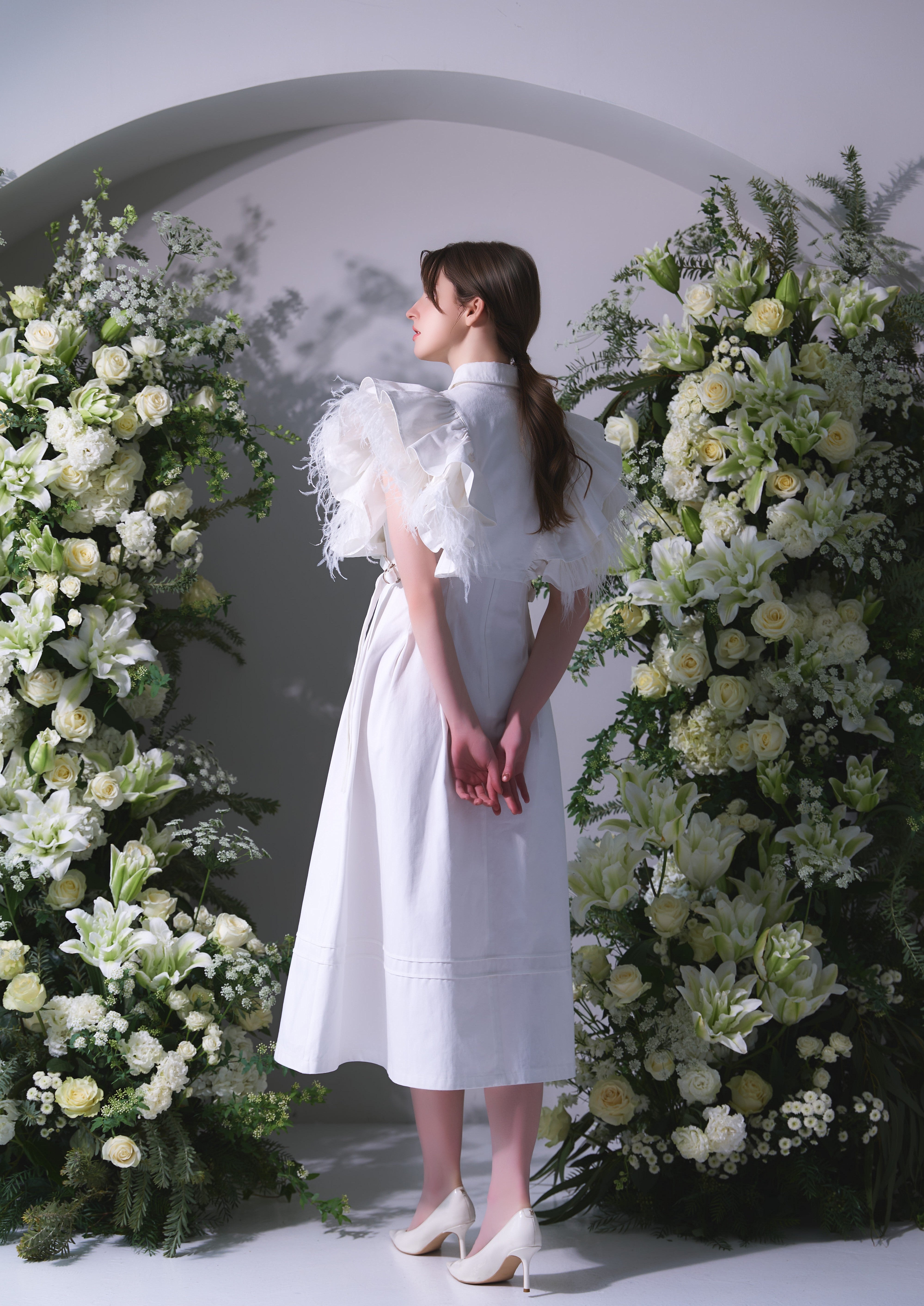 Riu(リウ) Flower & marble dress ワンピース Plume Denim Dress – Riu
