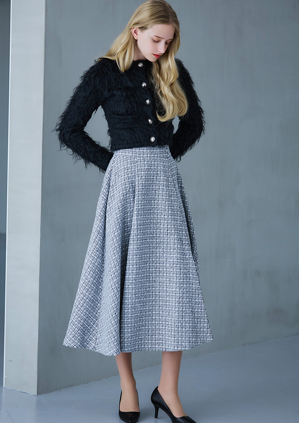 Tweed volume tack skirt – Riu 