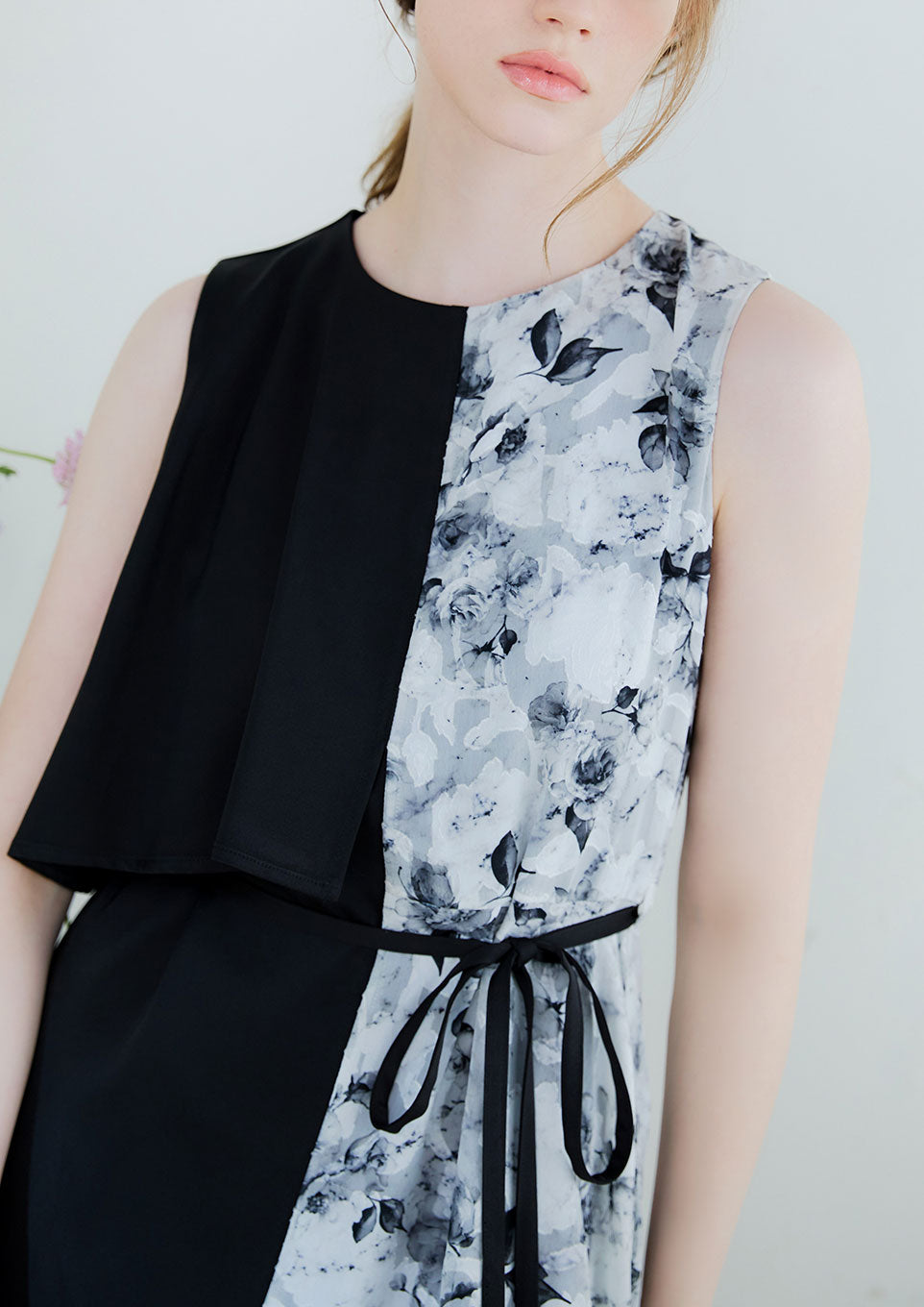 Riu Flower&marble dress Black