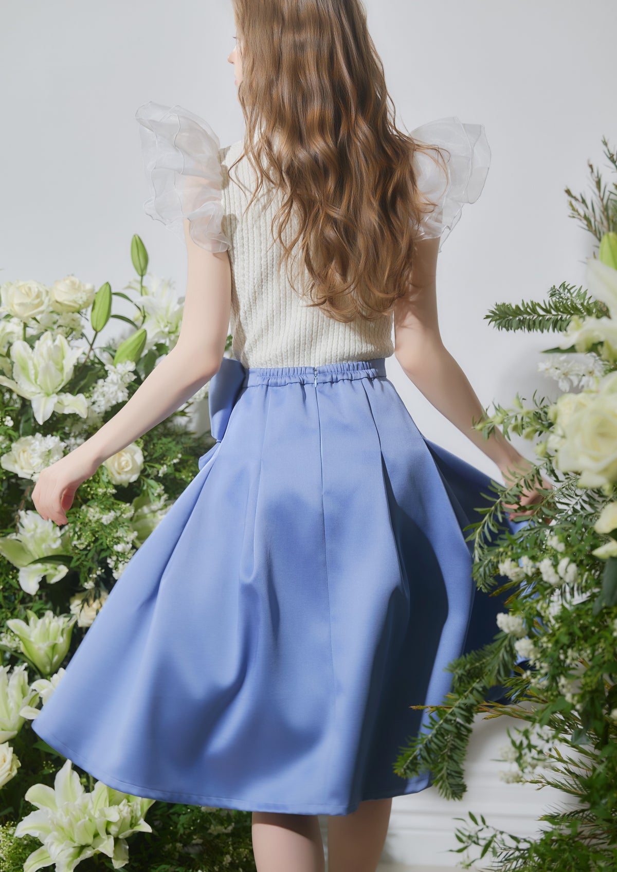 Drape Ribbon Flare Skirt