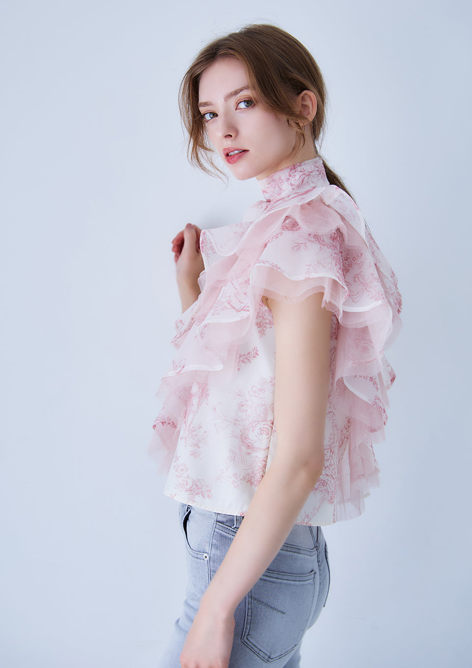 トップス Riu One shoulder Toile de Jouy tops One shoulder Toile de Jouy tops – Riu