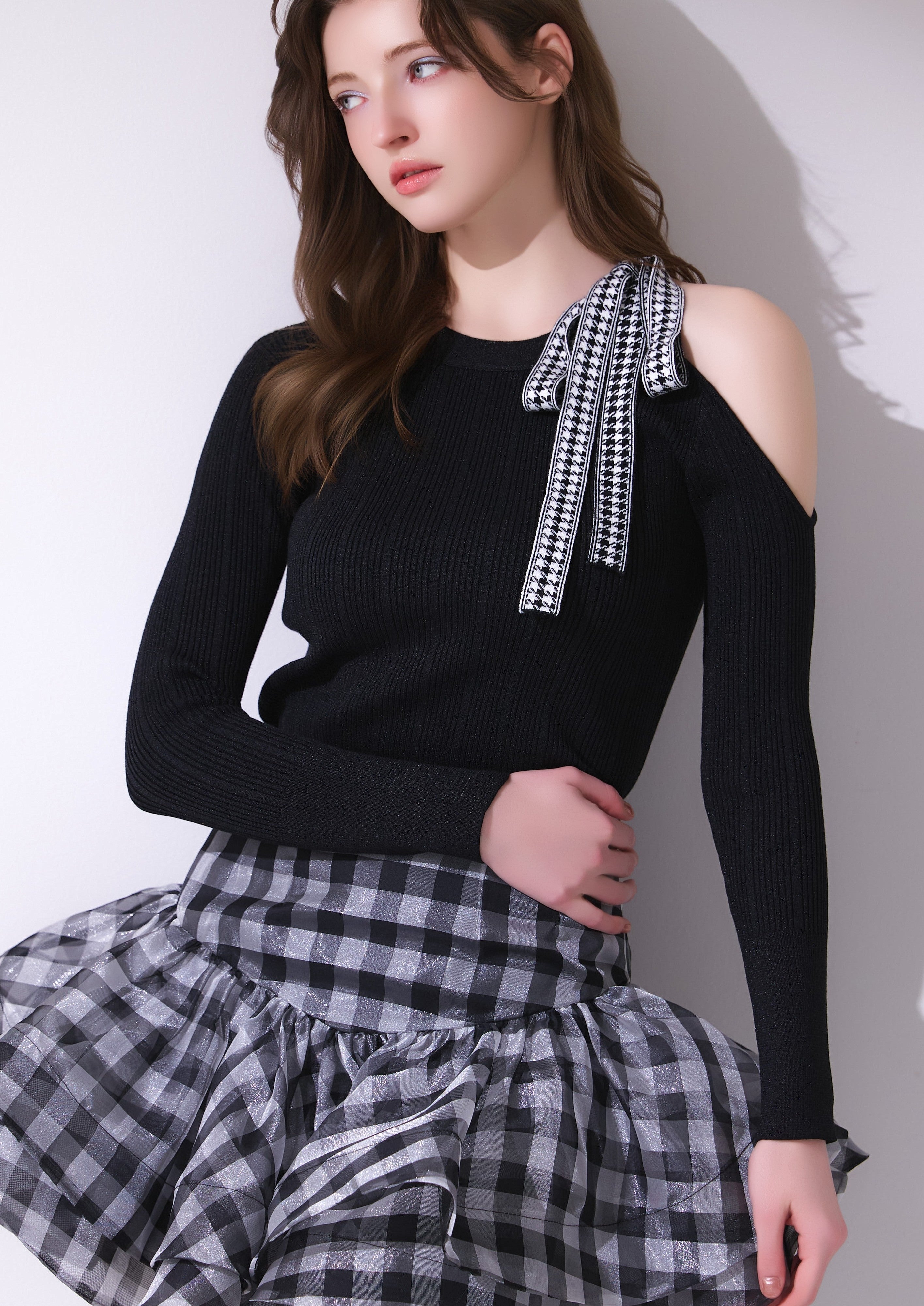Riu Shoulder ribbon knit セット Riu Shoulder ribbon knit スカート - メルカリ