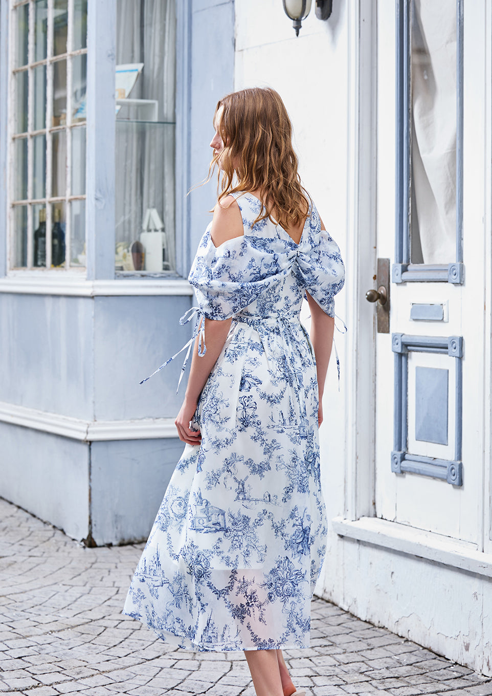 ワンピース Twist ribbon Toile de Jouy dress riu Twist ribbon Toile de Jouy dress – Riu