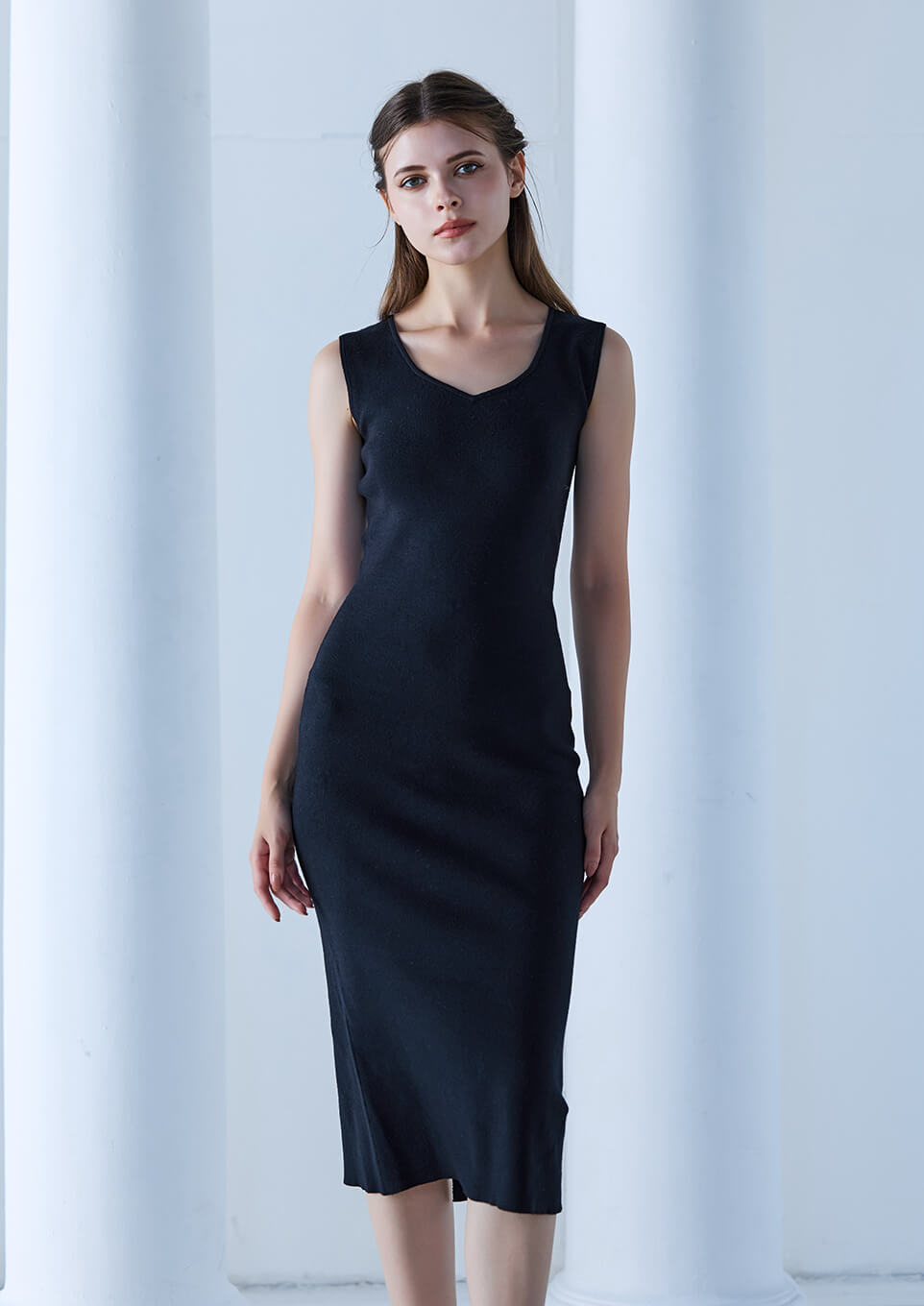 ワンピース Riu Tweed docking knit dress black Tweed cardigan×knit dress – Riu