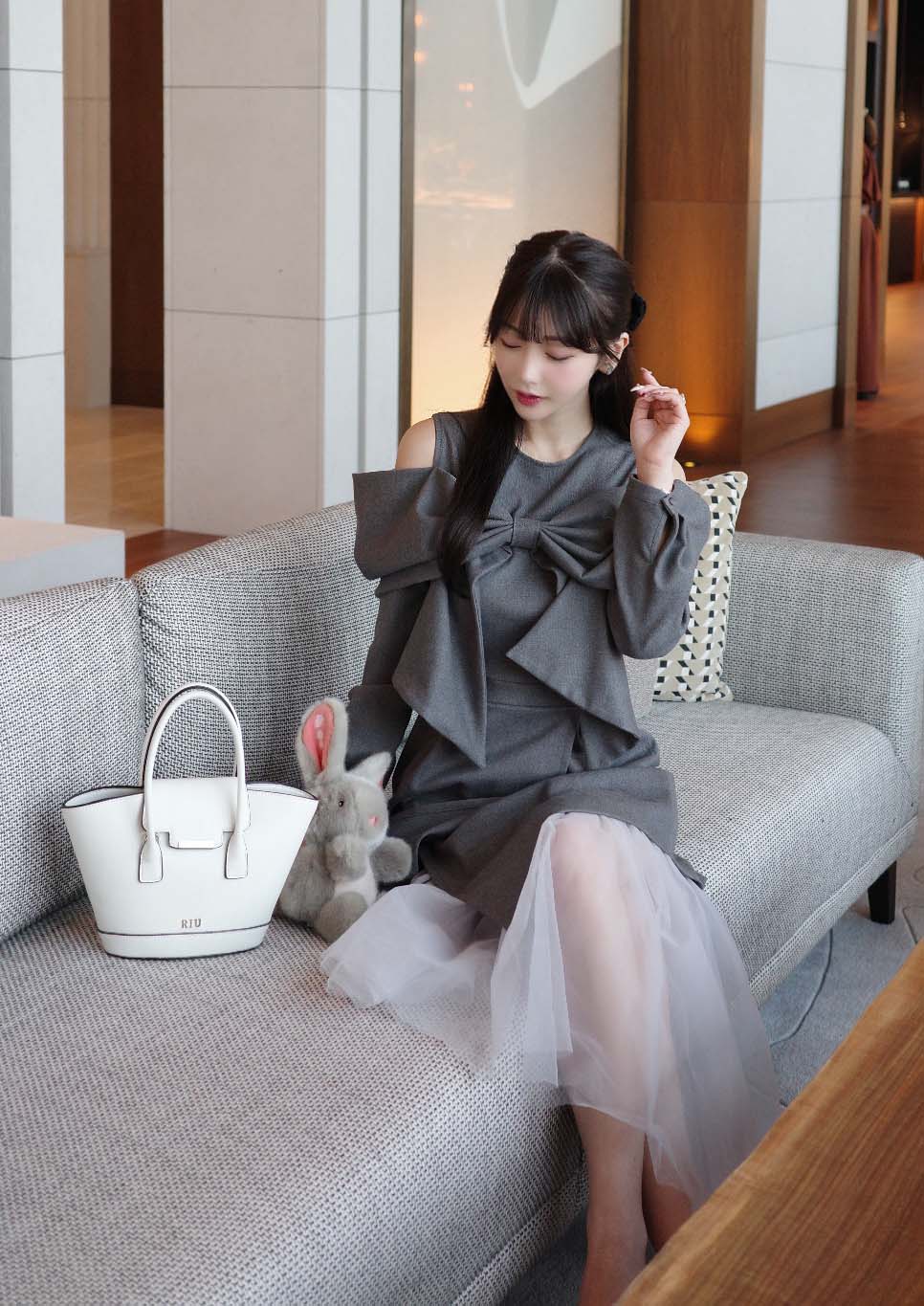 Tulle docking ribbon dress – Riu