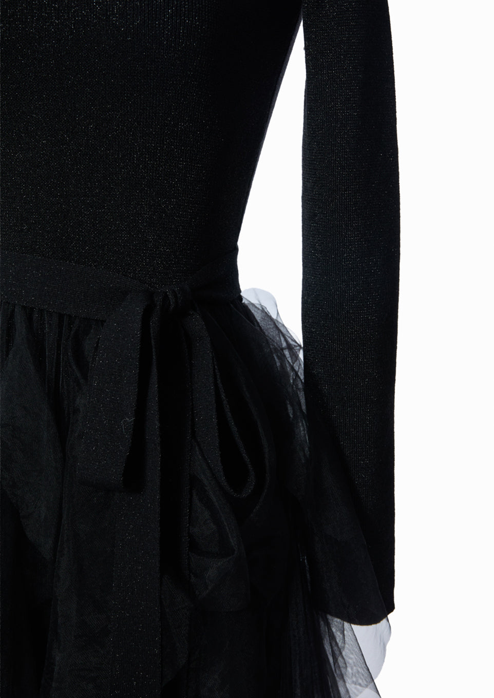 riu Tulle docking denim dress ブラック Tulle docking denim dress – Riu